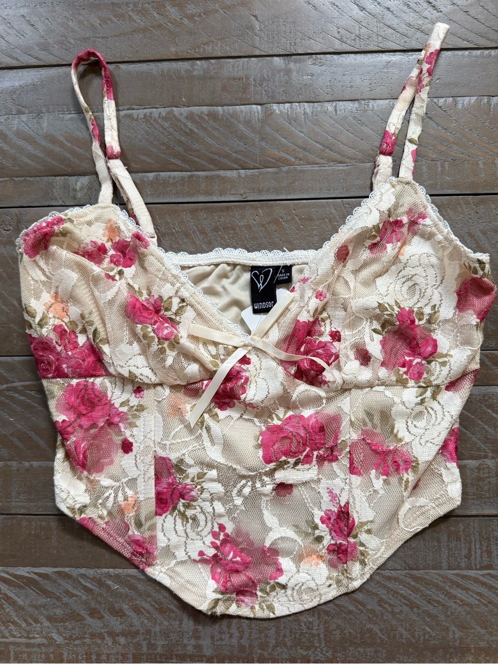 Windsor Fairycore floral  bustier Crop top with adjustable tank straps  New